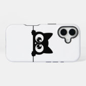 Coque iPhone 16 Chat noir qui regarde (Verso Horizontal)