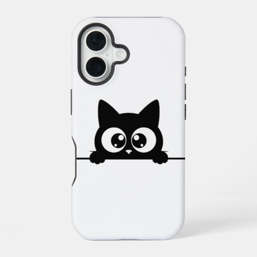 Coque iPhone 16 Chat noir qui regarde (Verso)