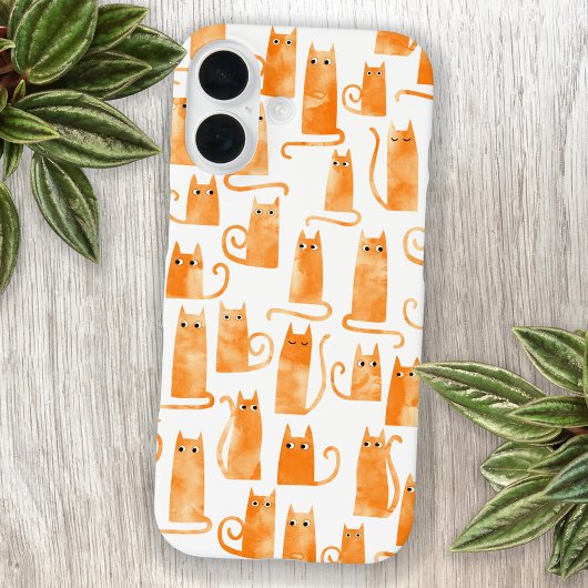Coque iPhone 16 Chat orange amusant