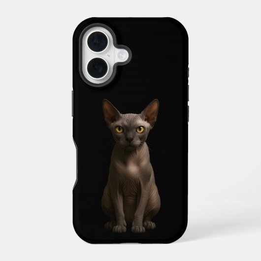 Coque iPhone 16 Chat Sphynx Noir 4 Luxe iPhone 16 Mate (Verso)