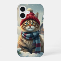 Chat tigré en tenue et chapeau de prépa d'hiver