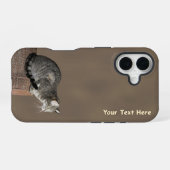 Coque iPhone 16 Chat tigré gris fumeux (Verso Horizontal)