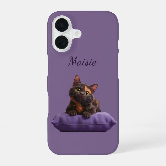 Coque iPhone 16 Chaton écaille de tortue de dessin animé sur couss (Verso)