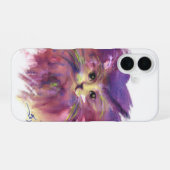 Coque iPhone 16 CHATON VIOLET,PORTRAIT DE CHAT,Blanc (Verso Horizontal)