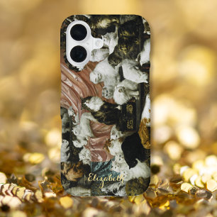 Coque iPhone 16 Chats Chatsons Animaux Art Monogrammé Vintage