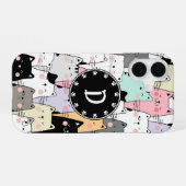 Coque iPhone 16 Chats de monogramme d'illustration transparente (Verso Horizontal)