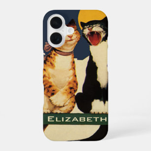 Coque iPhone 16 Chats Rétro Chantant, Animaux Drôles et Idiots