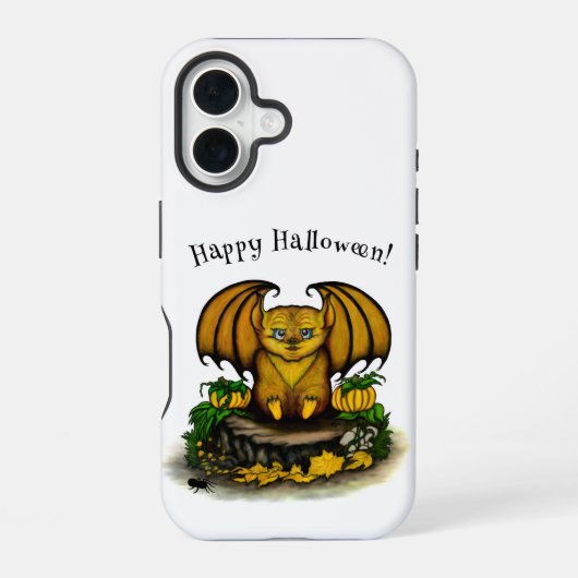 Coque iPhone 16 Chauve-souris d'Halloween mignonne (Verso)