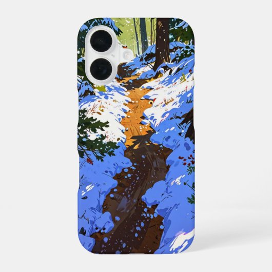 Coque iPhone 16 Chemin de la forêt d'hiver (Verso)