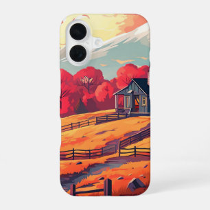 Coque iPhone 16 Chemin forestier tranquille au coucher du soleil_é