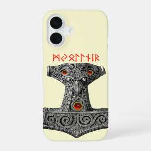 Coque iPhone 16 Chemise C MJOLNIR Marteau de Thor, Mythologie Viki