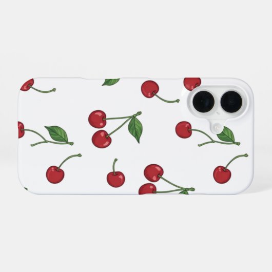 Coque iPhone 16 Cherry Fruit Repeat Pattern Design (Verso Horizontal)