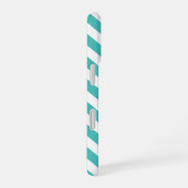 Coque iPhone 16 Chevron bleu avec monogramme (Côté droit)