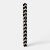 Coque iPhone 16 Chevron Noir Monogramme Argent Or (Côté gauche)