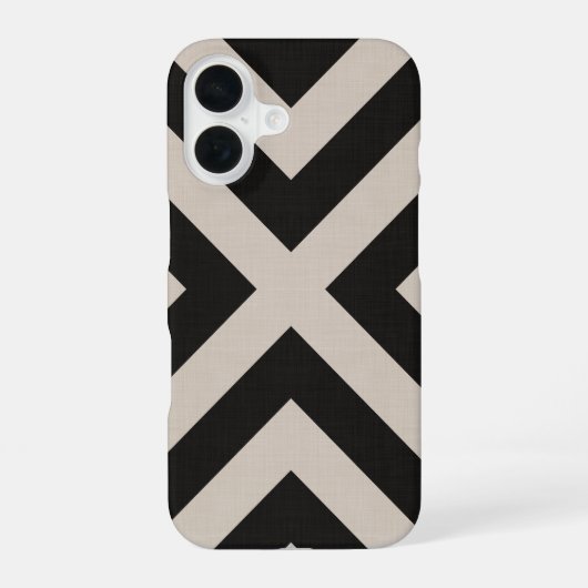 Coque iPhone 16 Chevron X Noir Rustique (Verso)
