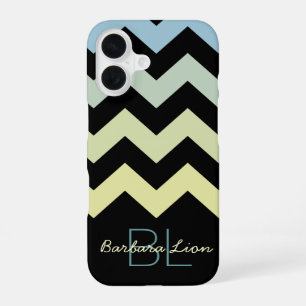 Coque iPhone 16 chevrons sur personnalisé noir