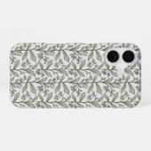 Coque iPhone 16 Chic Botanique Fleurs Bleues Feuilles Vertes Art (Verso Horizontal)