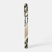 Coque iPhone 16 Chic motif léopard pailleté Monogramme (Côté gauche)