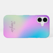 Coque iPhone 16 Chic Pastel Holographic Personalized Name (Verso Horizontal)