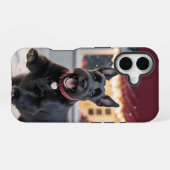 Coque iPhone 16 Chien écossais de Terrier jouant à la neige de Noë (Verso Horizontal)
