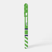 Coque iPhone 16 Chiffre Chevron - Green et Navy Preppy (Côté gauche)