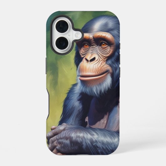 Coque iPhone 16 Chimpanzé mignon fou drôle  (Verso)