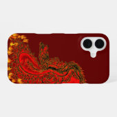 Coque iPhone 16 Chine Dragon rouge et or design (Verso Horizontal)