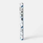 Coque iPhone 16 Chinoiserie Blue Echinacea Pattern (Côté gauche)