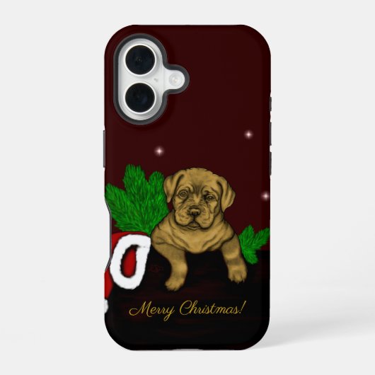 Coque iPhone 16 Chiots de Noël (Verso)