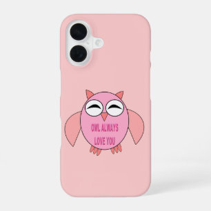 Coque iPhone 16 Chouette Message d'Amour Mignon