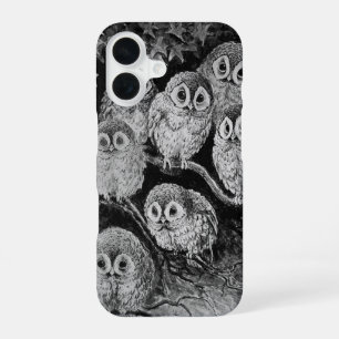 Coque iPhone 16 Chouettes dans la forêt, Louis Wain