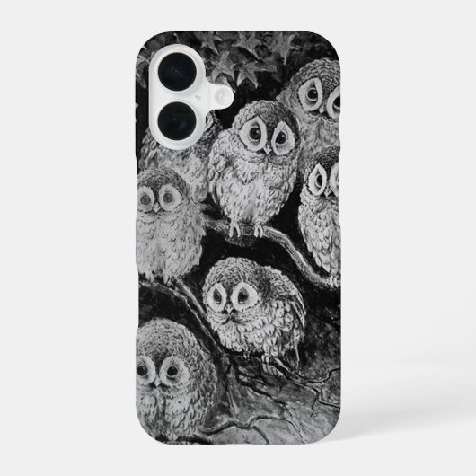 Coque iPhone 16 Chouettes dans la forêt, Louis Wain (Verso)
