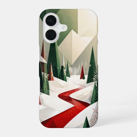 Coque iPhone 16 Christmas Geometric Winter Trees Phone Case (Verso)