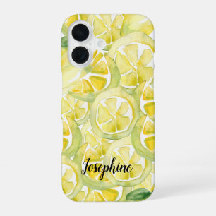 Coque iPhone 16 Citrons jaunes frais aquarelle personnalisés