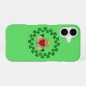 Coque iPhone 16 Claddagh et entrelacs verts (Verso Horizontal)