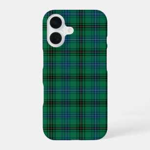 Coque iPhone 16 Clan Henderson Vert Clair, Bleu et Noir Tartan