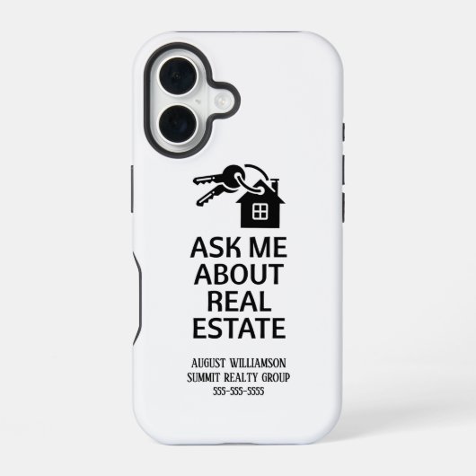 Coque iPhone 16 Clés de maison de l'immobilier moderne (Verso)