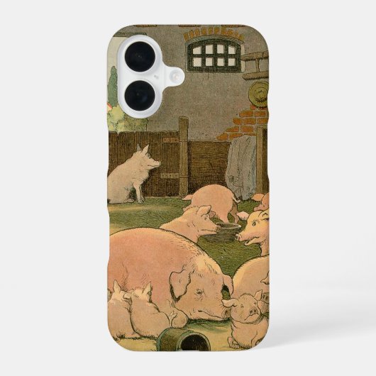 Coque iPhone 16 Cochons et porcelets à la ferme (Verso)