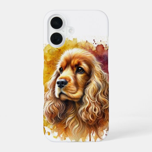 Coque iPhone 16 Cocker Spaniel Aquarelle Art (Verso)
