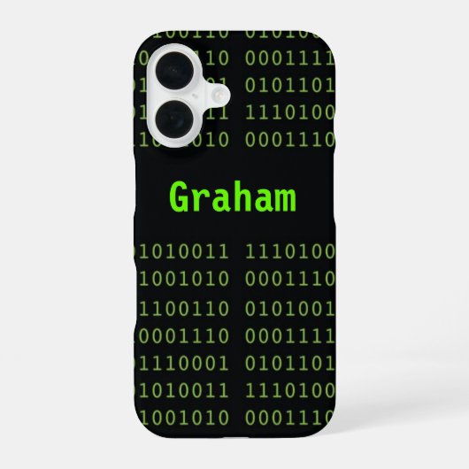 Coque iPhone 16 Code binaire avec nom de voyant d'écran (Verso)