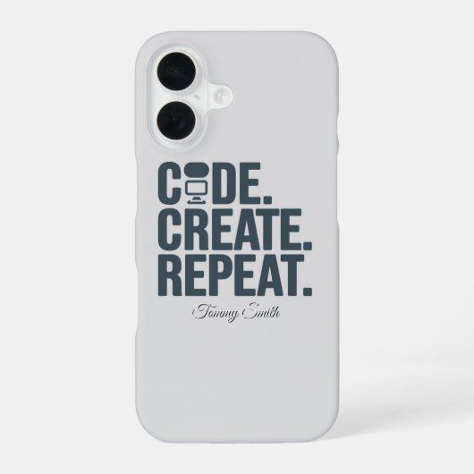 Coque iPhone 16 Code. Créez. Recommencer. - Technologie d'inspirat (Verso)
