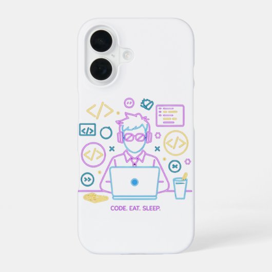 Coque iPhone 16 Code. Manger. Dormir. (Verso)