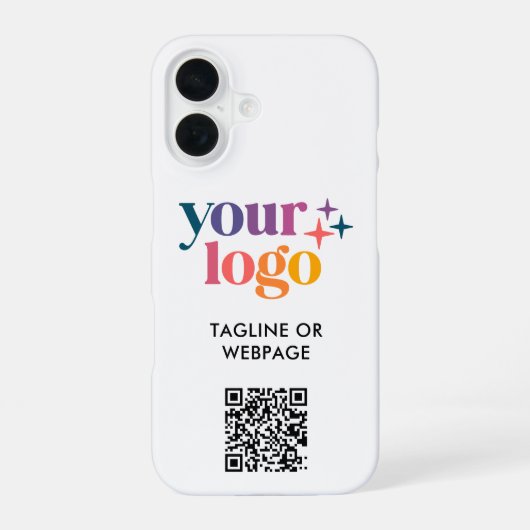 Coque iPhone 16 Code QR du logo de la société de texte personnalis (Verso)
