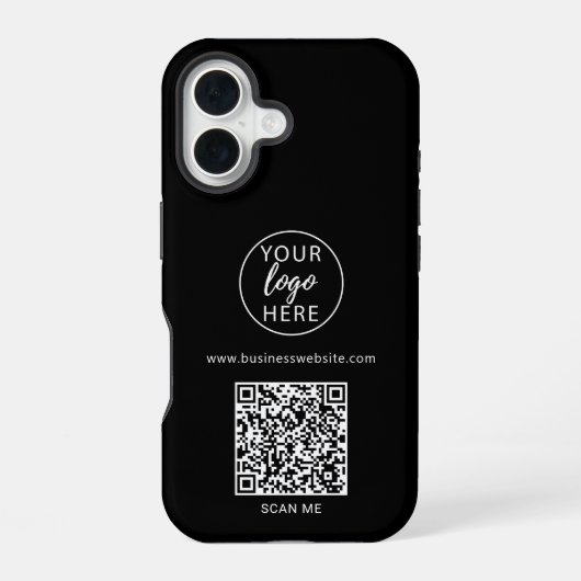Coque iPhone 16 Code QR du logo d'entreprise noir (Verso)