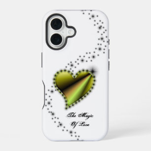 Coque iPhone 16 Cœur arc-en-ciel avec étoiles, La magie de l'amour