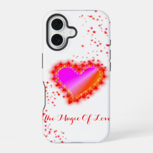 Coque iPhone 16 Cœur arc-en-ciel avec étoiles, La magie de l'amour
