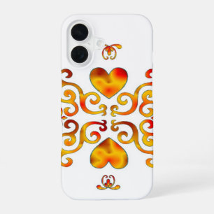 Coque iPhone 16 Cœur arc-en-ciel et lis