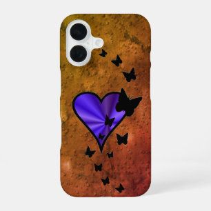 Coque iPhone 16 Cœur Arc-en-ciel et Papillon