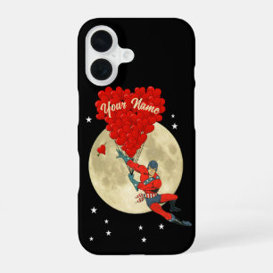 Coque iPhone 16 Coeur d'amour rétro superhéros
