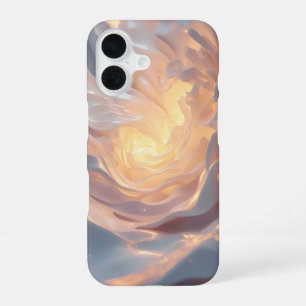 Coque iPhone 16 Cœur de l'été – Pho Abstrait Bleu et Or Lumineux